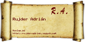 Rujder Adrián névjegykártya